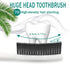 Large Long Head Toothbrush, 4-Pack, Upgraded Hard Charcoal Bristles for Whitening and Plaque Removal