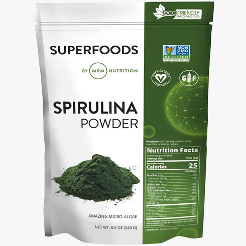 MRM Nutrition Spirulina Powder | Superfood | Complete Plant Protein | Vegan & Gluten-Free | 40 Servings | 8.5 Ounce