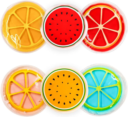 Kids Ice Pack, Reusable Hot or Cold Gel Cooling Pad for Injuries, Swelling, Pain Relief, and Tired Eyes (Fruit)
