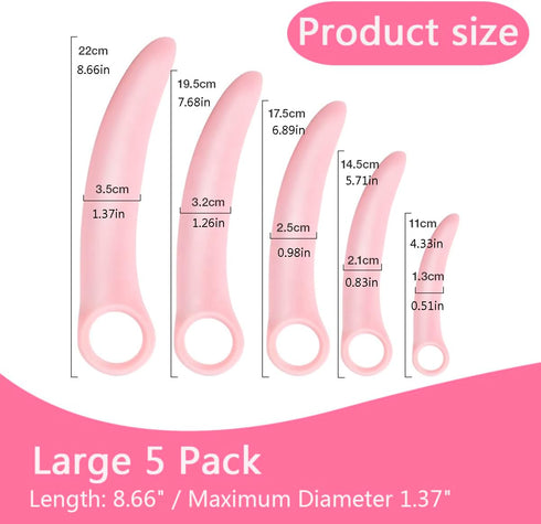 Lyniya 5-Pack Set Set Silicone Pelvic Floor Muscle Dilator Trainer for Women Large