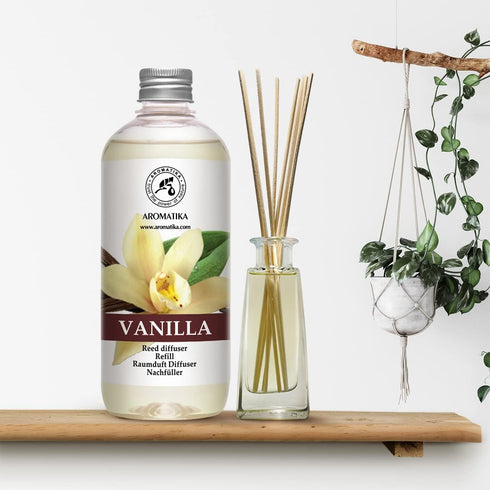Vanilla Diffuser Refill with Natural Essential Vanilla Oil - 17 Fl Oz - Fresh & Long Lasting Fragrance for Aromatherapy