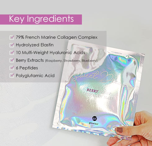 Sweet Dreams Berry Plump Collagen Mask Set | 3 Lifting & Hydrating Face Collagen Jelly Masks, 79% Collagen, Korean