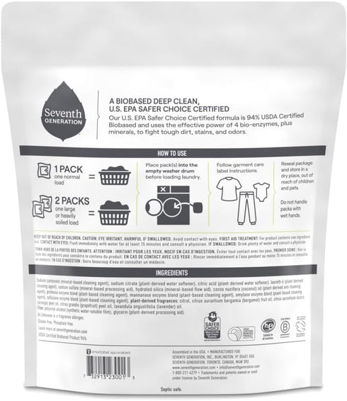 Seventh Generation Ultra Power Plus Laundry Detergent Packs - Fresh Citrus, 42 count, EPA Safer Choice Certified
