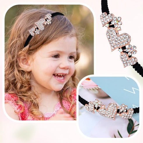 Lawie 8 Pack Rhinestone Flower Butterfly Bowknot Headbands, Sparkly Black Metal Hair Accessories for Women Girls