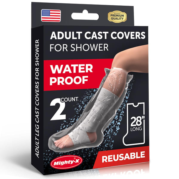 100% Waterproof Cast Covers for Shower Leg - Reusable Adult 2pk Half Leg Cast Protectors - Knee, Ankle, Foot