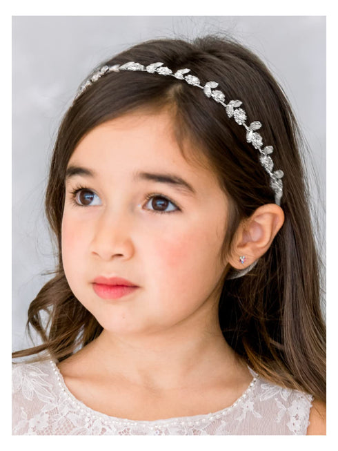 SWEETV Silver Flower Girl Headpiece for Wedding, Crystal Baby Girl Headband Flower Crown for Birthday