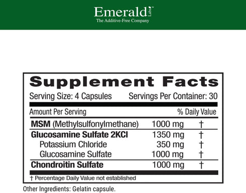 EMERALD LABS Glucosamine Chondroitin with MSM - Dietary Supplement for Healthy Joints, 120 Capsules
