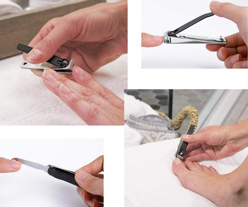 Large Nail Clippers Set, 2 Pcs Premium Stainless Steel Fingernail & Toenail Clippers with Sharp Curved Blade