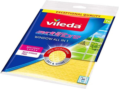 Vileda Actifibre Cloth for Cleaning Glass Yellow