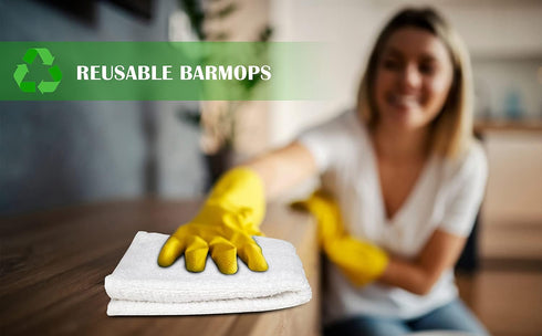 Bar Mop Kitchen Towels - 12 Pack, 100% Cotton, 16 x 19 Inches, Super Absorbent, Multi-Purpose for Home and Kitchen