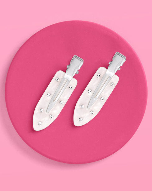 xo, Fetti 4 pc Bride Beauty Clips - Blue White Bridal Hair Clip for Bachelorette Party, Wedding Accessory