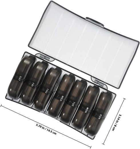 SILENRADAWN 3 Weekly Portable Pill Organizer Box for Travel, Detachable Medicine Case with Daily Compartments and Black