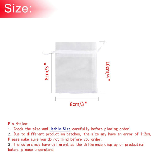 100Pcs Organza Bags 3x4 inches White - Small Mesh Jewelry Gift Bags for Wedding Favors