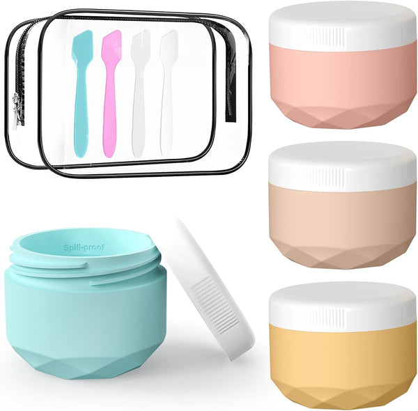 Travel Containers for Toiletries, TSA Approved Silicone Cream Jars with Leak-proof Travel Accessories