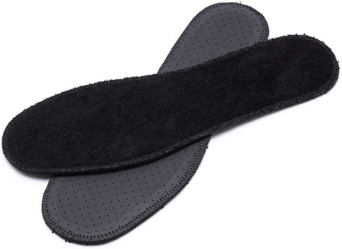 Natural Summer Black Terry Cloth Insoles, Soft Flexible Cotton Shoe Insoles (1 Pair, 7 Women US)