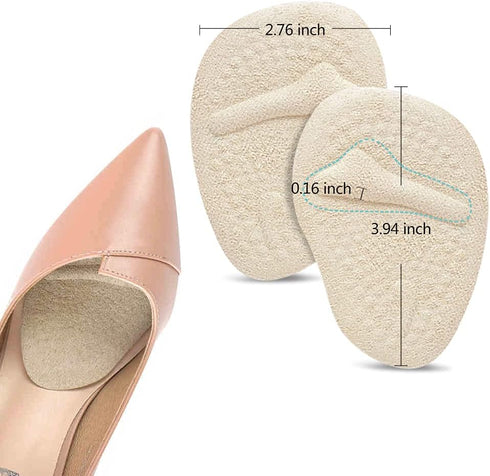 Kefee Metatarsal Pads - 12 pcs Soft Forefoot Pads, High Heel Inserts, Shoe Filler for Too Big Shoes Women, Beige,