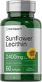 Horbaach Sunflower Lecithin 2400mg | 60 Softgel Capsules | Naturally Occurring Phospholipids, Non-GMO