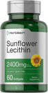 Horbaach Sunflower Lecithin 2400mg | 60 Softgel Capsules | Naturally Occurring Phospholipids, Non-GMO