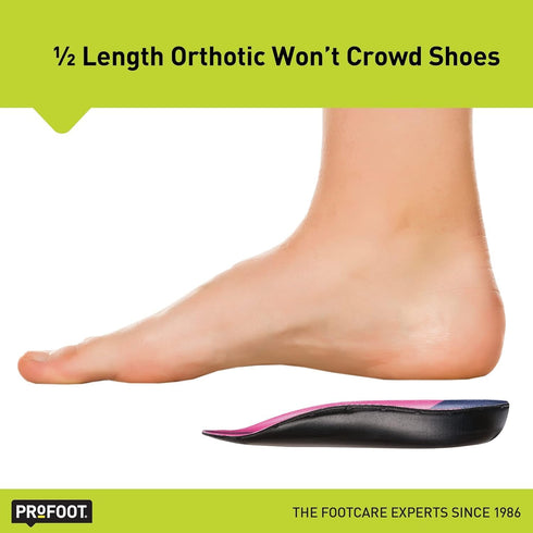 PROFOOT Orthotic Insoles for Plantar Fasciitis & Heel Pain, Women's 6-10, 2 Pair Gel Heel Shock Absorbing