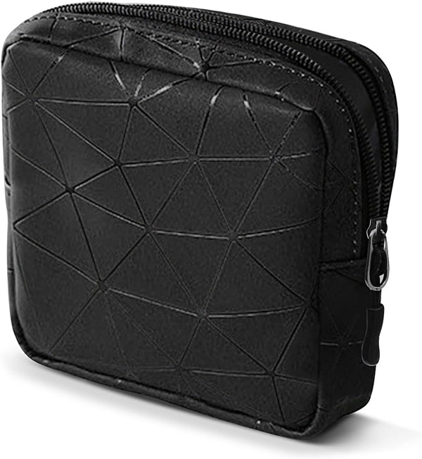 Sanitary Napkin Storage Bag, Leather Waterproof Feminine First Period Bag with Zipper for Teen Girls, Makeup Pouch