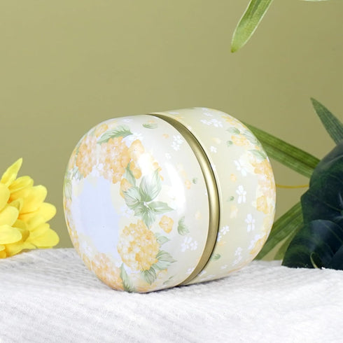 Body Powder Puff and Container, Portable Empty Powder Case for Baby Women's Loose Dusting Powder, Yellow Flower