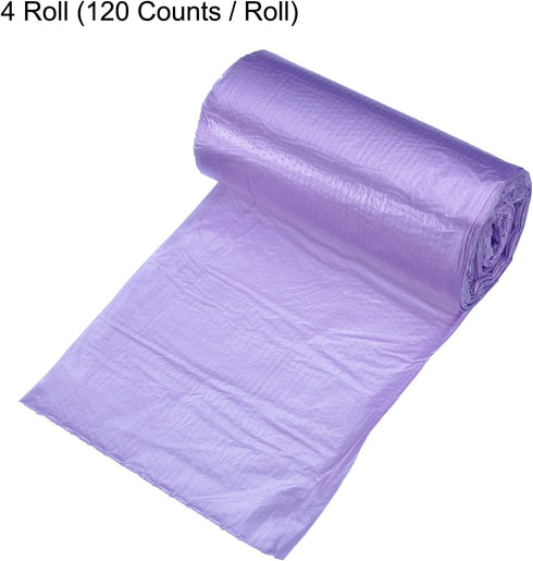 MECCANIXITY Small Trash Bags, 0.5 Gallon Garbage Bags for Mini Trash Can, Purple, 4 Rolls, 120 Counts