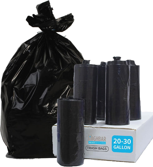 Heavy Duty Black Trash Bag, 20-30 Gallon, Unscented, 1.5 Mil, Coreless Rolls, 29 x 36, 100 Ct for Kitchen & Bathroom