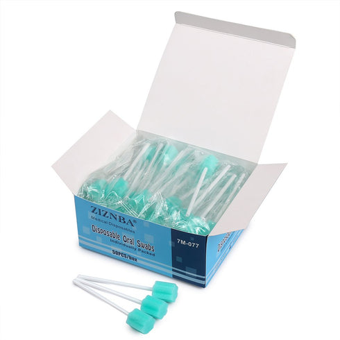 Disposable Mouth Swabs Sponge - Sterile Unflavored Oral Swabs Dental Swabsticks (50PCS)