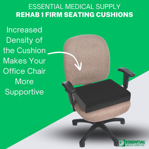 1 18" 16" 2" Essential Medical Supply Rehab Foam Seat Cushion - Denser Cushion for Office Chairs, Wheelchairs, and More