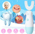 Kids Electric Toothbrush,6 Cleaning Models Toddler Toothbrush Waterproof Battery Powered 360 Automatic Sonic u Shaped Toothbrushes for 2-7 Years Old for Boys Girls(Blue)