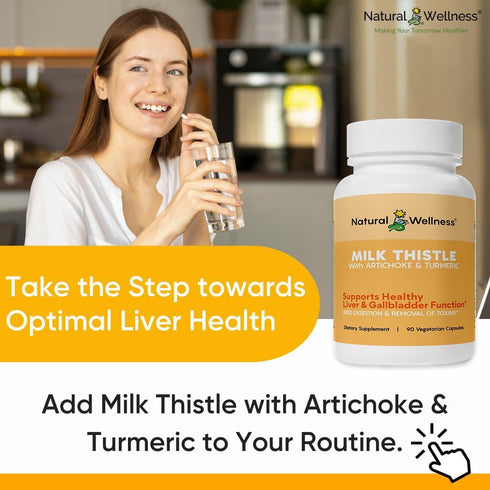 Natural Wellness Milk Thistle with Artichoke & Turmeric Advanced Liver Support Supplement for Detox, Regeneration
