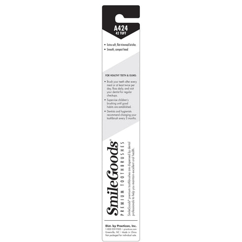 Practicon SmileGoods A424 Toothbrush, 42 Tuft, Extra Soft Bristle, Bulk Pack of 72