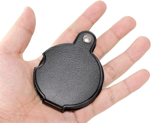 Mini Folding Pocket Magnifier with 10X Loupe, 60mm Diameter Lens for Reading, Hobby, Inspection, Black Sleeve