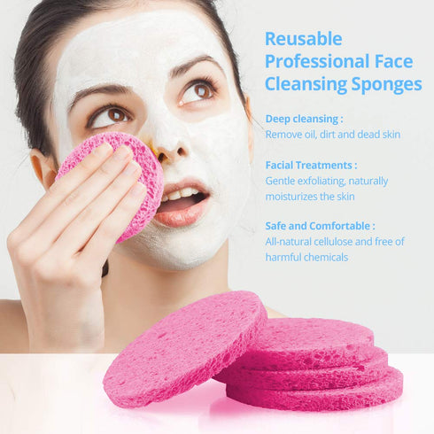 Natural Facial Cleansing Sponges, 20 Count Compressed Reusable Soft Cosmetic Sponges for Makeup Removal