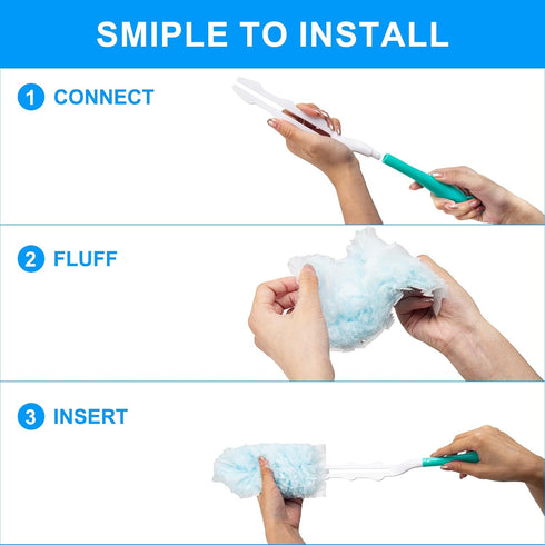KeFanta 30 Count Duster Refills for Swiffer Dusters, Heavy Duty Multi Surface 360 Duster Refills & 1 Handle