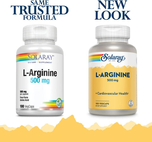 SOLARAY L-Arginine 500 mg, Nitric Oxide Supplement, 100 Servings