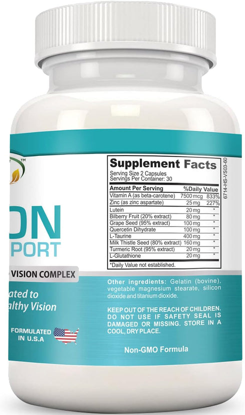 Advanced Vision Support, Lutein Eye & Vision Complex with Lutein, Bilberry, Zinc, Grapeseed & Essential Vitamins, All