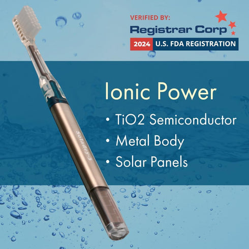 3 Ionic Toothbrush, Solar Panels and TiO2 Semiconductor, 3 Row Honeycomb Bristle, Red