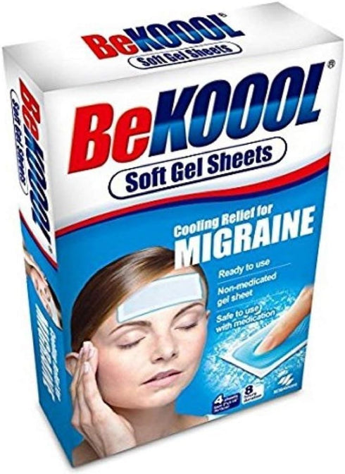 Be Koool Cooling Relief Soft Gel Sheets for Migraine - 4 Each (Pack of 2)