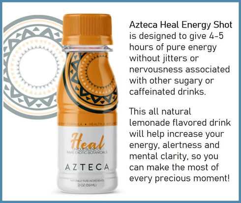 Heal Organic Natural Energy & Super Performance Shot - Pre Workout Boost, Immune Support, Vitamin B12 (2oz Bottle)