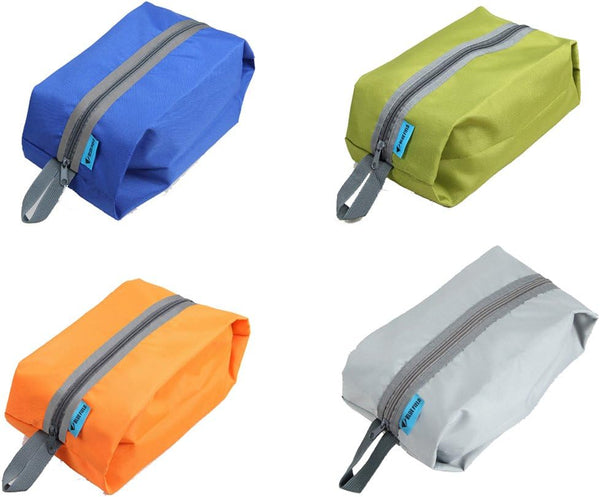 Large Waterproof Portable Travel Organizer Toiletry Dopp Kit, Space Saving Shoe Bag Pouch (4 Pack)