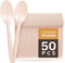 100% Eco Friendly Compostable Spoons, 50 Large Disposable Utensils, Cornstarch Based, Durable and Heat Resistant