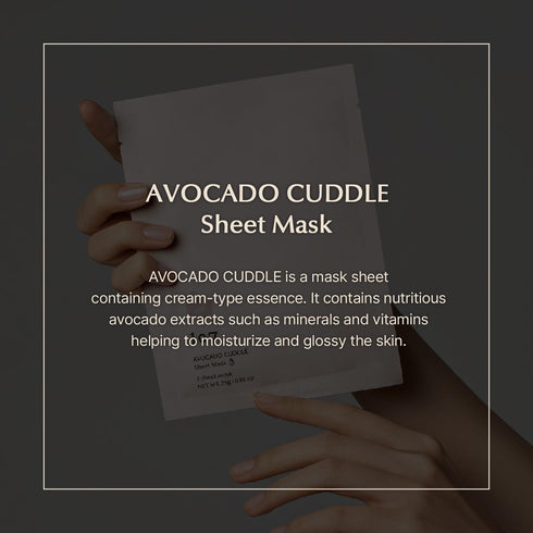 107 Avocado Cuddle Sheet Mask Pack of 5, Korean Facial Mask for Moisturizing and Hydrating Skin Care