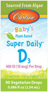 Carlson Baby's Plant-Based Super Daily D3, Vegetarian Liquid Vitamin D Drops, 400 IU per Drop, 90 Drops