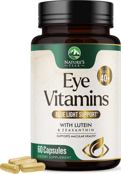 Eye Vitamin & Mineral Supplement with Lutein, Zeaxanthin, Bilberry & Zinc, 60 Capsules, Supports Vision Health