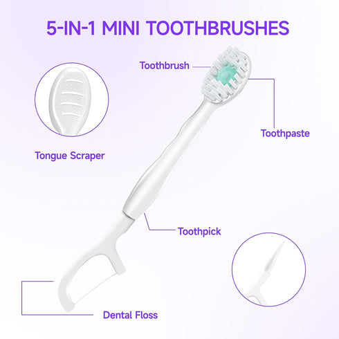 KUGUAN 80pcs (Mint-5pack) Mini Brushes-Disposable Toothbrushes with Toothpaste Travel Toothbrushes Portable for Work