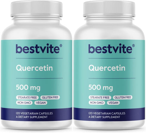 BESTVITE Quercetin 500mg - 240 Vegetarian Capsules (120 x 2) - Vegan, Non GMO, Gluten Free, No Stearates, No Silicon