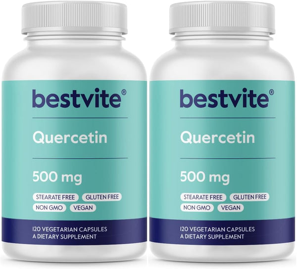 BESTVITE Quercetin 500mg - 240 Vegetarian Capsules (120 x 2) - Vegan, Non GMO, Gluten Free, No Stearates, No Silicon