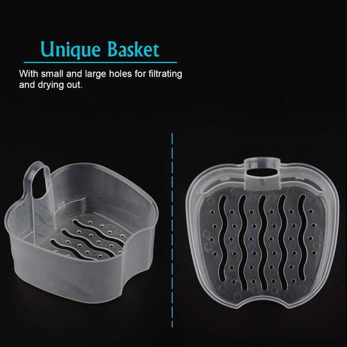 Coolrunner Denture Case - Denture Cup with Strainer, Storage Box for Travel, Retainer Cleaning (Green)