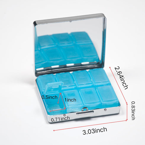 GYUTAE PARK 7 8 Hummingbird) Metal Weekly Pill Organizer, Day Pill Case with Compartments, Travel Pill Box for Purse